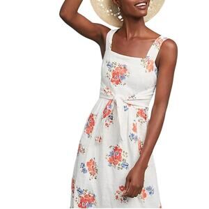 Meadow Rue By Anthropologie Ingalls Tie Waist Floral 100% Cotton Summer Dress
